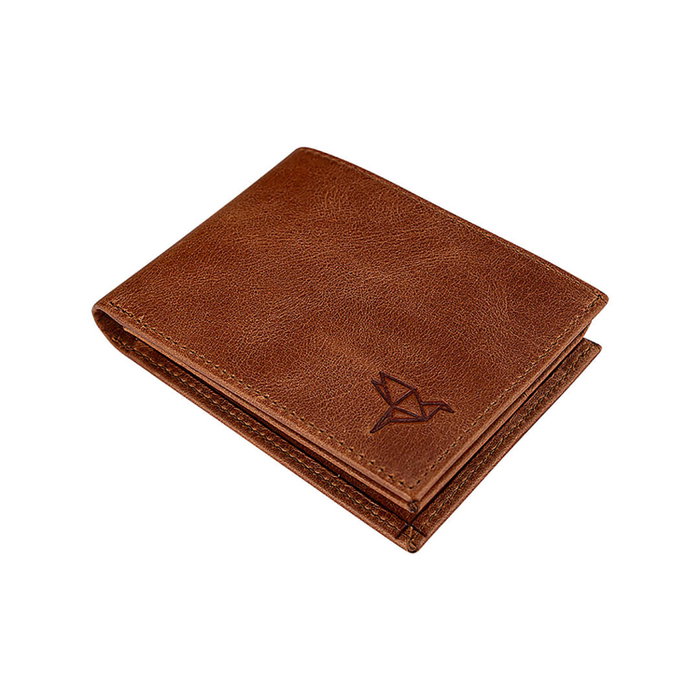 Zoozie Bags Cartera de Hombre Cuero Genuino Color Tan 11x8.5x2 cm